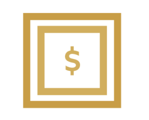 Icon of the U.S currency symbol '$' within 2 squares.